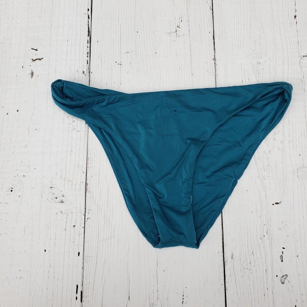 Luxe by Lisa Vogel Blue Green Cheeky Low Waisted Bikini Bottoms Swimsuit Sz S